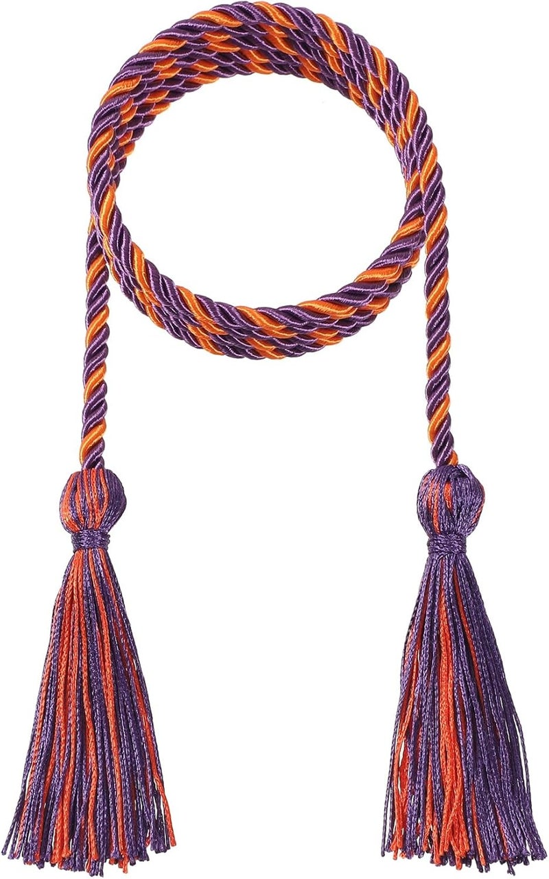 D DODOU 10 Pieces Graduation Cords Polyester Graduation Honor Braided Cords with Sewing Tassels for Bachelor, Master, Doctor 68" Long (Purple Orange) - Image 2